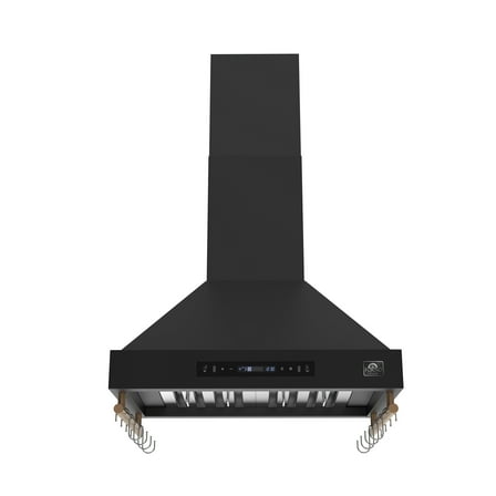 Forno Venezia 30 Inch Wall-Mounted Range Hood in Black with Touch Controls and Baffle Filters