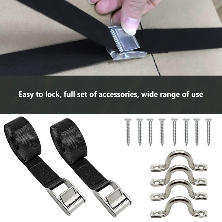 Rosemarie Battery Tie Down Straps for Boats,Stainless Steel Cam Buckle Straps,Cooler Tie Down Kit with Stainless Brackets and SS Screws US