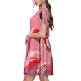 thumbnail image 2 of Fotbe Cool Flamingos Sunglasses Scene Vestido Largo de Moda para Mujer, Vestido Tipo Camiseta con Manga Corta y Estilo Casual a Rayas y Bloques de Color, 2 of 6
