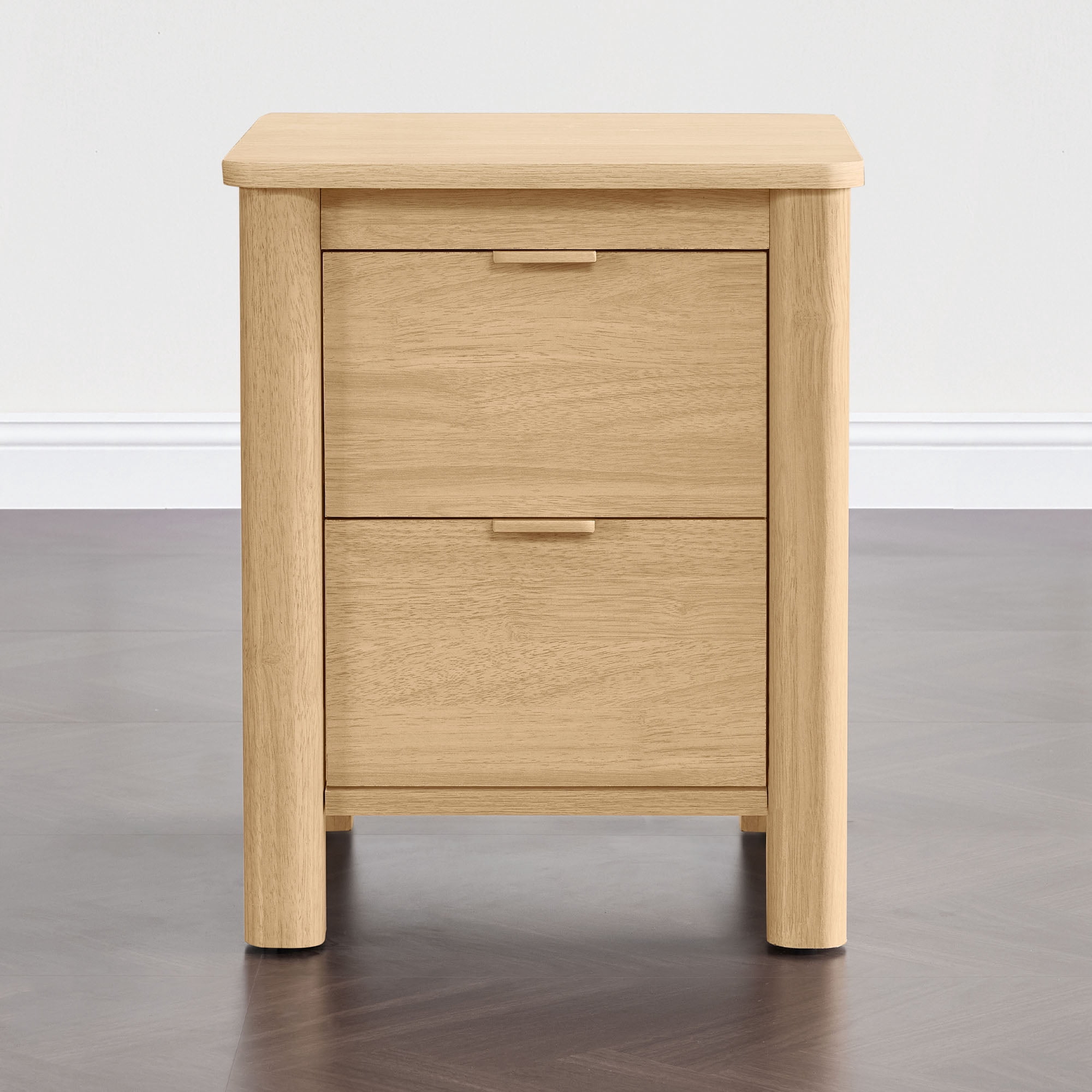 Spruce & Spring Farmhouse Nightstand, 2-Drawer End Table, Bedside Table for Bedroom, Living Room & Study, Natural Wood Finish