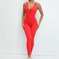 thumbnail image 2 of successthop Yoga Jumpsuits for Women Slim Strecth Yoga V Neck Sleeveless One Piece Long Lounge Wear Solid Activewear Red, 2 of 3