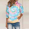 thumbnail image 2 of Women Plus Size Hoodies Tie-Dye Sweatshirts Loose Buttoned Pullover Long Sleeve Workout Sweatshirts with Pockets, 2 of 4