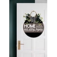 thumbnail image 4 of Eveokoki Home Is Where Our Story Begins Front Door Sign Funny Wreaths Hanging Wooden Plaque Decoration Round Rustic Wood Farmhouse Porch Decor for Home Front Door Decor, 11 x 11 Inch, 4 of 5