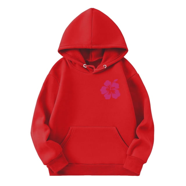 Sweat à Capuche Rouge pour Fille, Manches Longues, Col Rond, Vêtements d'Extérieur pour Adolescent, Tenues pour Filles de 7-8 Ans