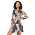 thumbnail image 3 of FORMRS Womens Long Sleeve Nightgowns Crew Neck Sleep Shirt Soft Pajamas Sizes S-3XL, Geometric Pattern, 3 of 8