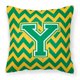 thumbnail image 1 of Almohada Decorativa de Tela Verde y Dorada Caroline's Treasures Letra Y Chevron 14 H x 14 W, 1 of 1