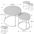 thumbnail image 2 of Nesting Coffee Table Round Side Table Set of 2 End Tables for Living Room Bedroom Balcony,White Wooden Stacking Accent Coffee Tables with Metal Frame, 2 of 8