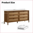thumbnail image 3 of Dressers 6-Drawer with Mirror, Light Walnut, Natural Rattan | Solid Wood+MDF | Brown, 3 of 13