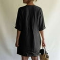 thumbnail image 4 of Summer Dresses For Women 2024 Casual Fashion Solid Color Button V Neck Short Sleeve Shirt Dress, 4 of 6