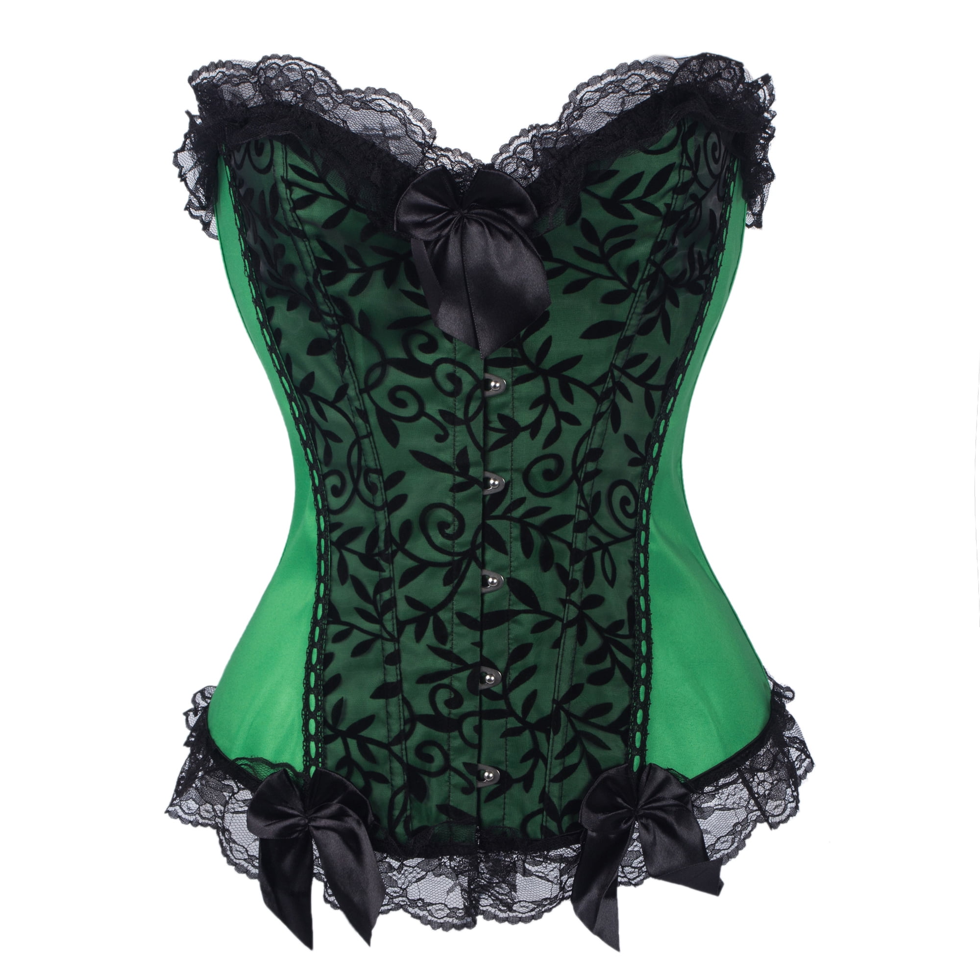 green bustier corset