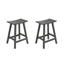 Florence Outdoor 24" HDPE Plastic Saddle Seat Barstool Gray (Set of 2)
