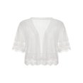 thumbnail image 2 of Blouse Boléro Transparente pour Femmes, Cardigan à Manches Courtes en Dentelle Patchwork Couleur Unie, 2 of 6