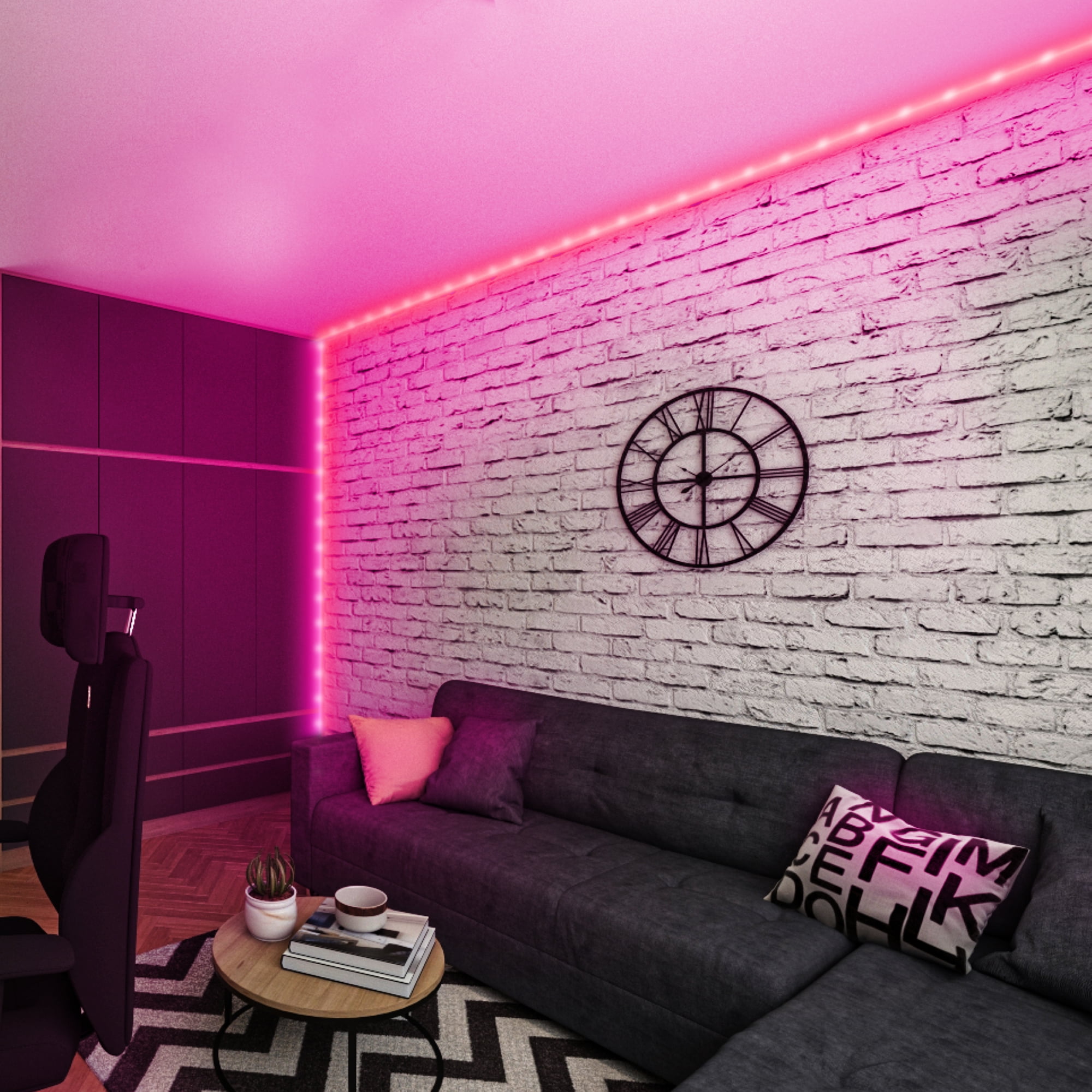 onn. Multicolor LED Light Strip 50ft, Indoor Television Accent Light, Remote Control