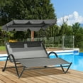 thumbnail image 2 of Outsunny Tanning Chair with Adjustable Sunshade Roof and Padded Headrest - Set of 1, Dark Gray, 2 of 10
