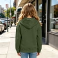 thumbnail image 4 of Gubotare Girls Zip Up Hoodie Kids Fashion Oversized Sweatshirt Jacket With Pockets Lightweight Preppy Sweatshirts 5-14 Years (Army Green, 14-15 Years), 4 of 7