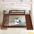 thumbnail image 5 of Zimtown Bunk Bed Twin Over Twin,Kids Low Floor Bed Frame with Slide for Children Boys Girls Dormitory Bedroom,No Box Spring Needed,Brown, 5 of 10