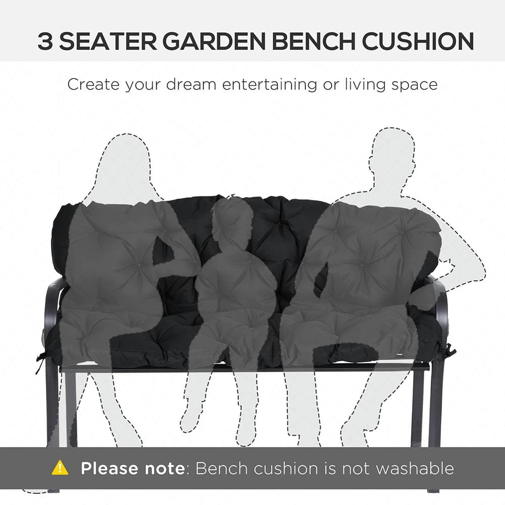 Spaco 59" x 38" Tufted Bench Cushion, Outdoor Furniture, 3-Seater Replacement for Swing Chairr, Patio Sofa/Couch, Black