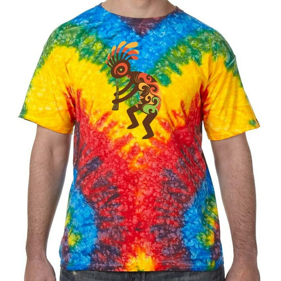 Kokopelli Cave Drawing Psychedelic Tie Dye Tee Shirt - Woodstock, 2XL