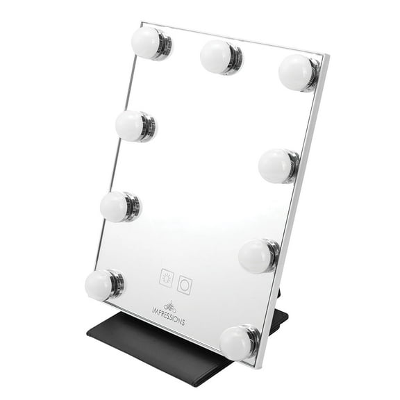 Impressions Vanity Lumiere Touch Pad Plus Hollywood LED Makeup Mirror, Tabletop Lighted Vanity Mirrors (White)