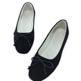 thumbnail image 4 of Womens Faux Suede Ballet Flats with Bow - Black Slip On Comfortable Casual Work Dress Shoes,Size 6, 4 of 4