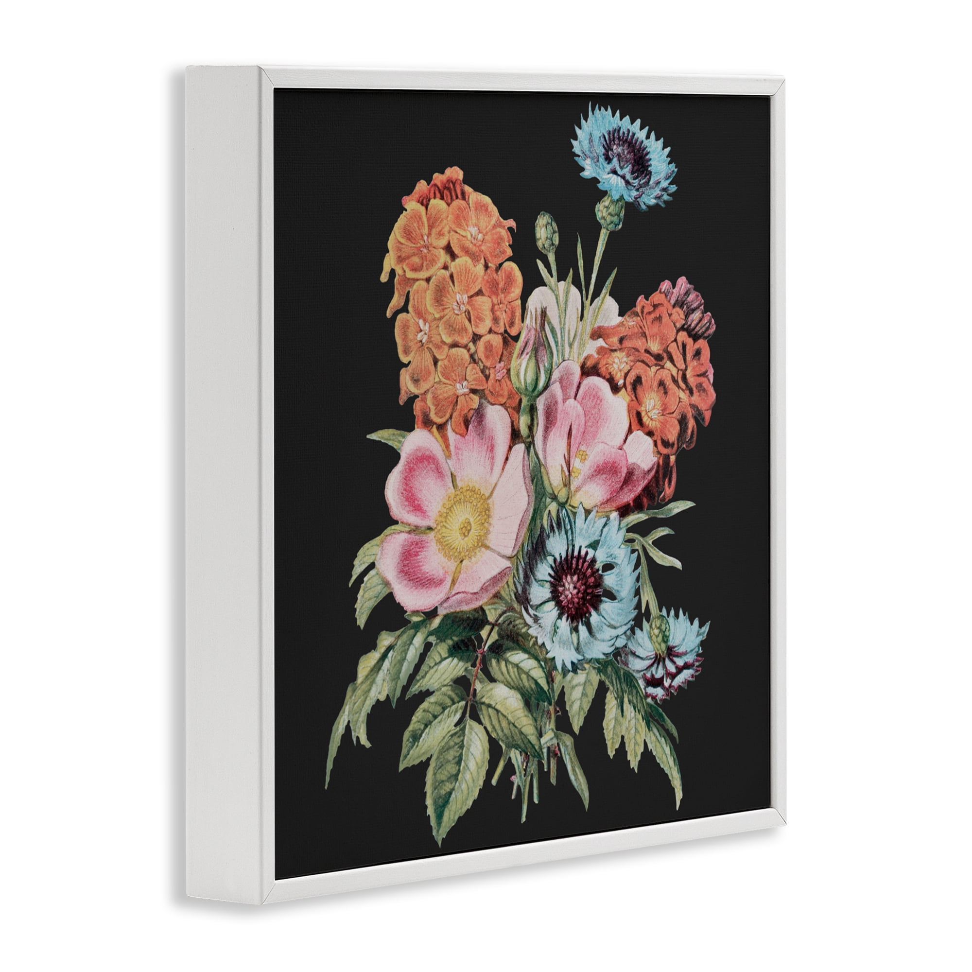 Stupell Industries Vintage Bouquet Study over Black White Framed Giclee Art, design by Dan Meneely
