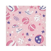 Satin Napkin Square 20 Inches Soft Smooth Decorative Napkins for Party Wedding Banquet and Dinner Pink Basketballs and Footballs