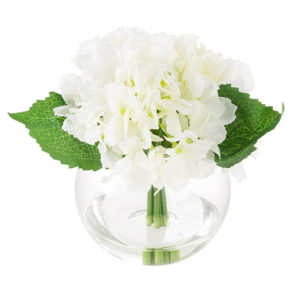 Pure Garden Hydrangea Artificial Floral Arrangement with Vase