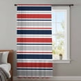 thumbnail image 4 of Red Navy Blue Striped Sheer Curtains 54 Inches Long, Farmhouse Stripes Modern Abstract Art Light Filering Curtains, Breathable Simi Curtain Privacy Drapes for Kitchen Bathroom Small Window Treatment, 4 of 9