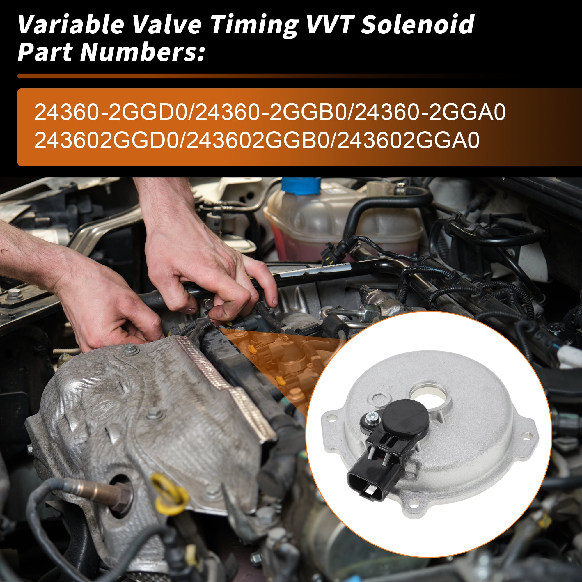 Unique Bargains No.24360-2GGD0 VVT Engine Variable Valve Timing for Hyundai Santa Fe Tucson Veloster N Sonata for Kia Stinger Optima Sorento Sportage VVT Solenoid No.24360-2GGB0/24360-2GGA0