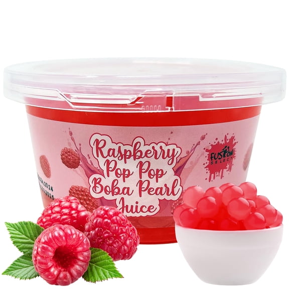 Fusion Select Raspberry Popping Boba Pearls Bursting Boba For Fruit Tea Dessert Toppings 450 Grams