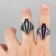 thumbnail image 3 of Vampire Coffin Ghost 14K White Gold Mens Rings Gothic Punk Unique Cool for Male Boyfriend Jewelry Creativity Gift, 3 of 11