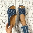 thumbnail image 6 of Mostsola Women's Trendy Wedges Open Toe Denim Splic Slides Sandals with Comfort Arch Support, 6 of 9