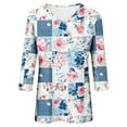 thumbnail image 5 of CYMMPU Women's Casual Floral Printed 3/4 Length Sleeve Shirts V-Neck Summer Fall Business Work Blouses Basic Tees Trendy Tunic Tops 2025 Clothes Light Blue S, 5 of 5