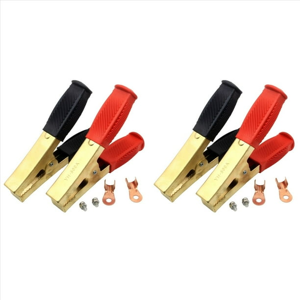 2 Par de Abrazaderas para Cables de Puente de Batería, Abrazaderas de Cocodrilo, Clips para Cables de Latón Puro de 1000 A, Adecuados para Automóviles, Camiones y Barcos