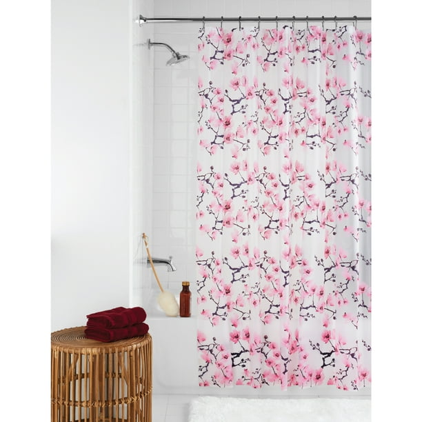 Pink White Peva Shower Curtain 70 X 72 Mainstays Cherry Blossom