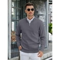 thumbnail image 3 of HAOMEILI Men's Quarter Zip Up Sweaters Slim Fit Lightweight Mock Neck Pullover Casual Polo Sweaters, 3 of 5