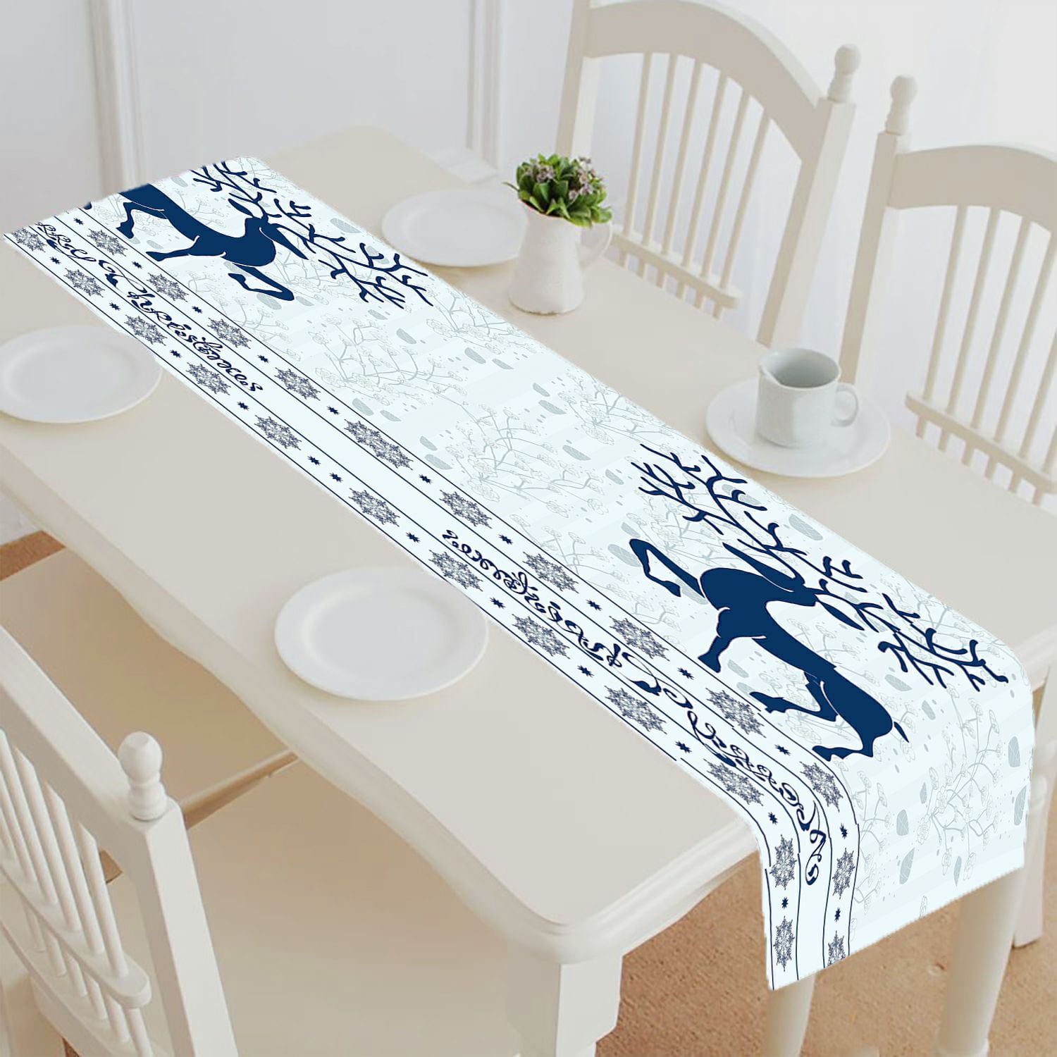 ABPHQTO Christmas Deer Merry Christmas Table Runner Placemat Tablecloth