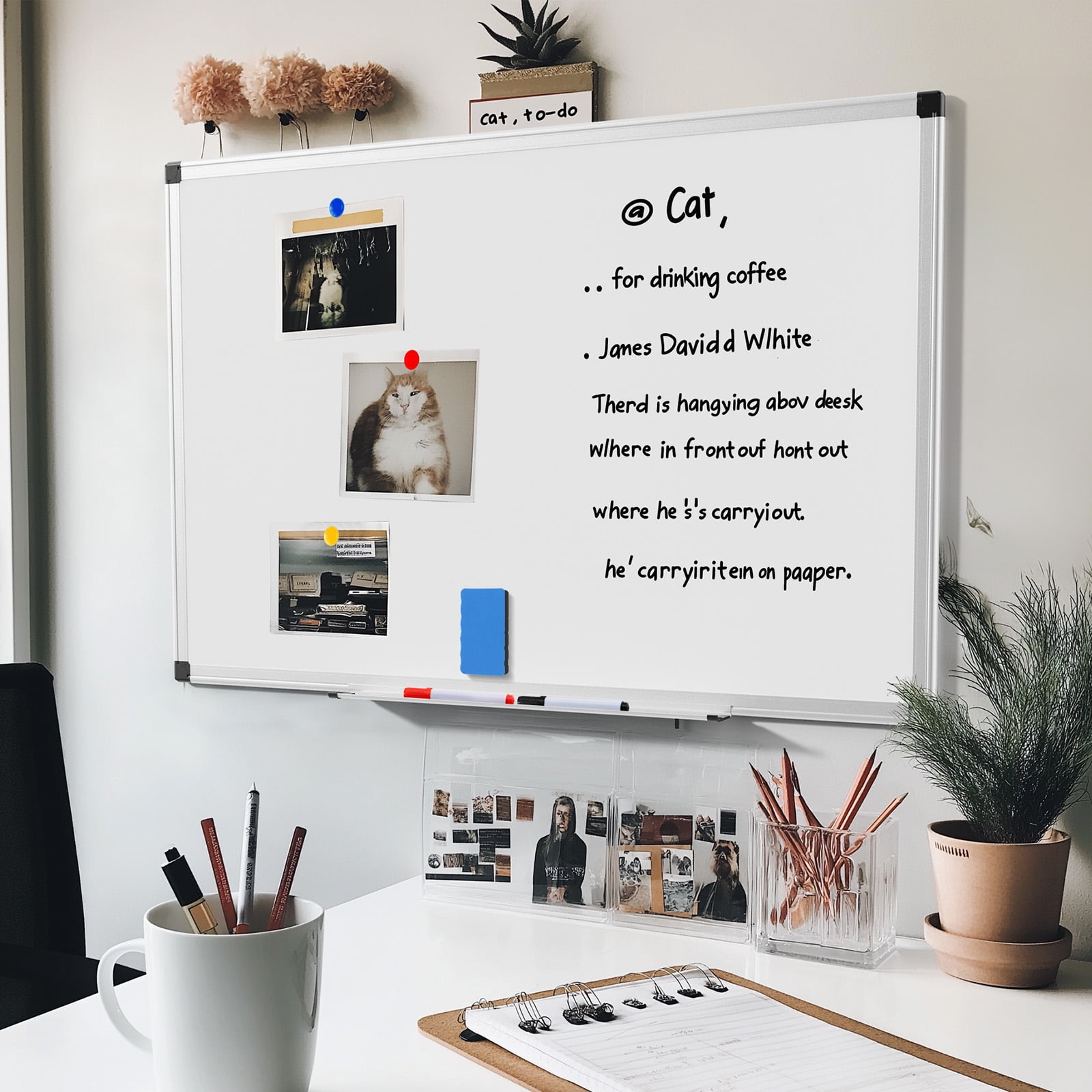Gianna 36 X 24 inches Magnetic Dry Erase Board with Aluminum Frame, Whiteboard for Home，School，Office