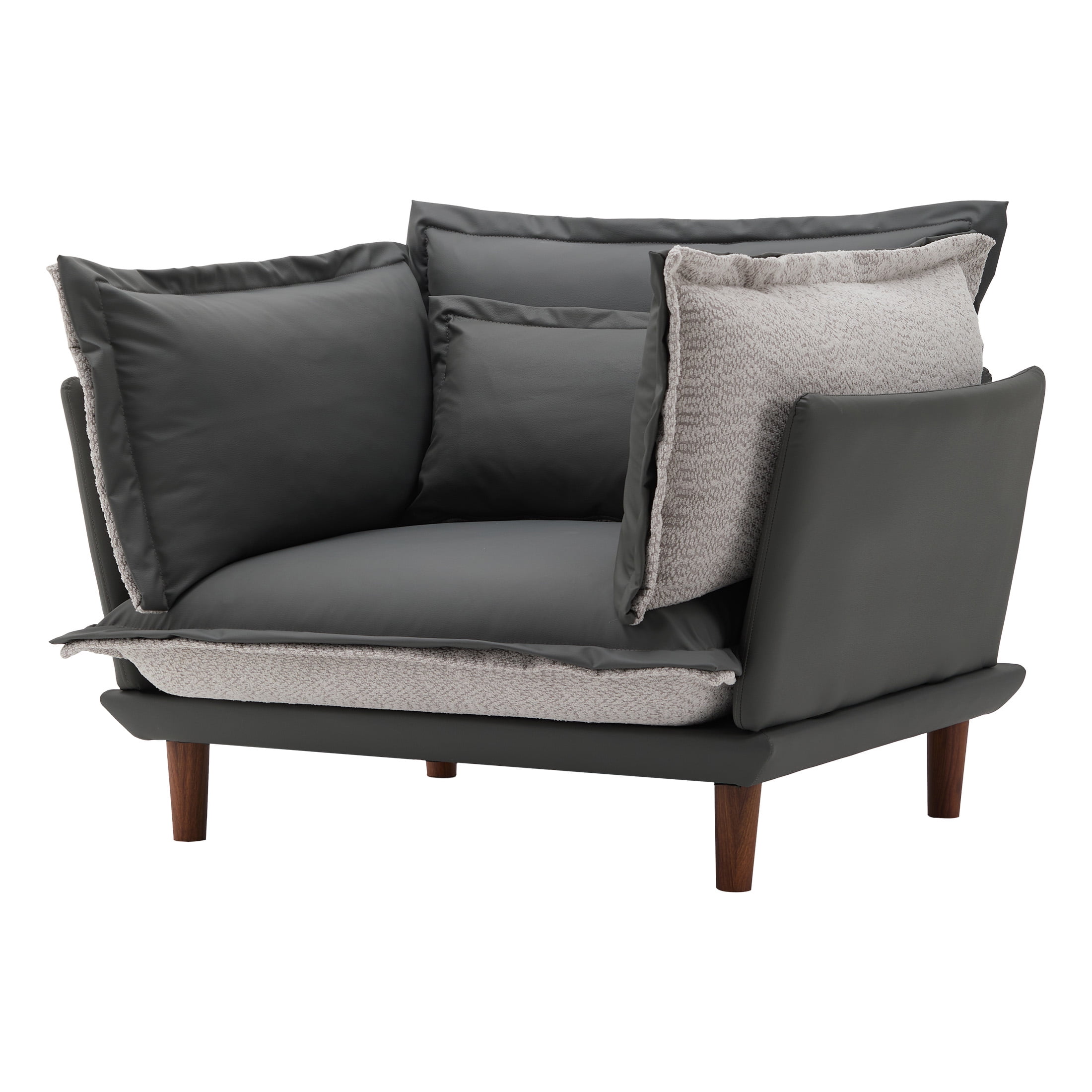 Aukfa Oversized Sofa Chair, Microfibers Accent Chair for Living Room, 5 Reversible Cushions, Gray