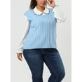 thumbnail image 2 of Suéteres de talgrande pamujer Chaleco con cuello en V Cable Estilo de muy buen gusto Jersey sin mangas Suéter Chalecos Cielo azul 1X, 2 of 6