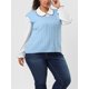 thumbnail image 2 of Suéteres de talgrande pamujer Chaleco con cuello en V Cable Estilo de muy buen gusto Jersey sin mangas Suéter Chalecos Cielo azul 1X, 2 of 6