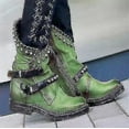 thumbnail image 1 of Nouvelles Bottines Punk Cloutées pour Femmes 2023 avec Fermeture Éclair, Chaussures de Cycliste, 1 of 2
