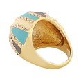 thumbnail image 2 of Fashion Alloy Yellow Gold-Tone Turquoise-Tone Brown CZ Statement Cocktail Ring, 2 of 3