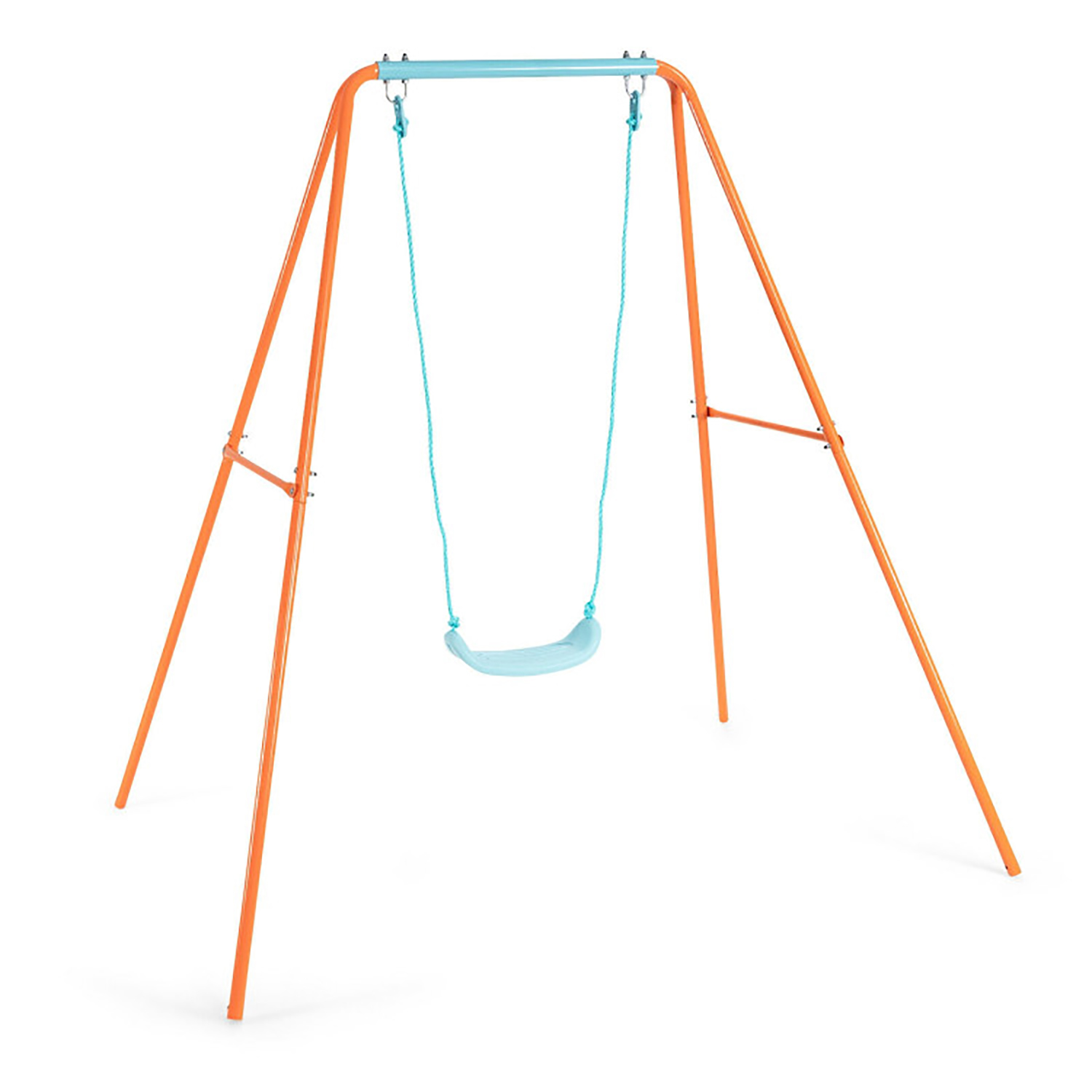 CIPACHO Outdoor Kids Swing Set with Heavy-Duty Metal A-Frame and Ground Stakes, Orange