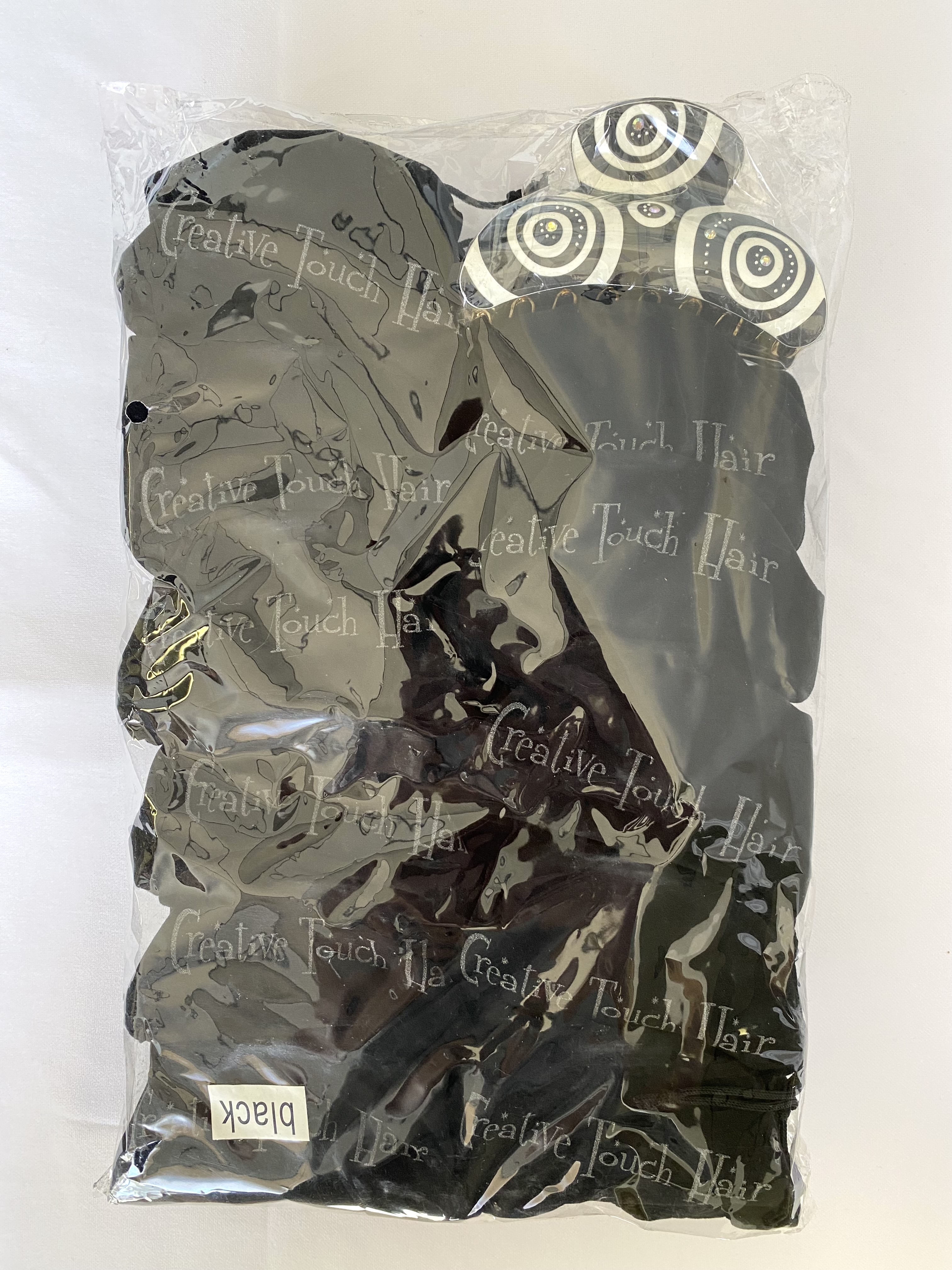 Hair Claw Clips Acrylic Black With White Swirl and Crystals Pack of 12