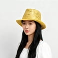 thumbnail image 2 of Vjnyvs Fashion New Sequin Magic Hat Jazz Hat Polka Dot Decorated Hat Sequin Top Hat Adult Unisex Hats Masquerade Gangster Cap Novelty Hat Halloween Derby Hat, 2 of 7
