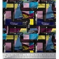 thumbnail image 1 of Soimoi Crepe Silk Fabric Patchwork Color Block Printed Craft Fabric by the Yard 42 Inch Wide, 1 of 3