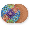 thumbnail image 2 of GZHJMY Mexican Talavera Round Coaster, 4 Pcs Heat Resistant Absorbent Drink Coaster for Kitchen Bar Cafe Decor, 2 of 7