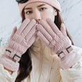 thumbnail image 2 of Fearlessin Woman Riding Windproofed Gloves Thick Soft Fleece Cuff Anti-slip Water Resistant Design for Cold Weather Outdoor Skiing and Cycling Pink color, 2 of 4