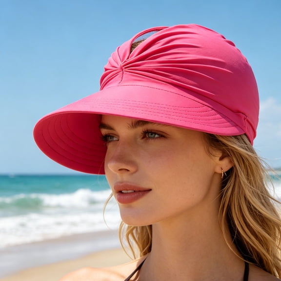 Sun Hats for Women, Packable Wide Brim Summer Hat, UV Protection Sun Visor Hats, Beach Fashion Hat for Sports Golf Tennis Running